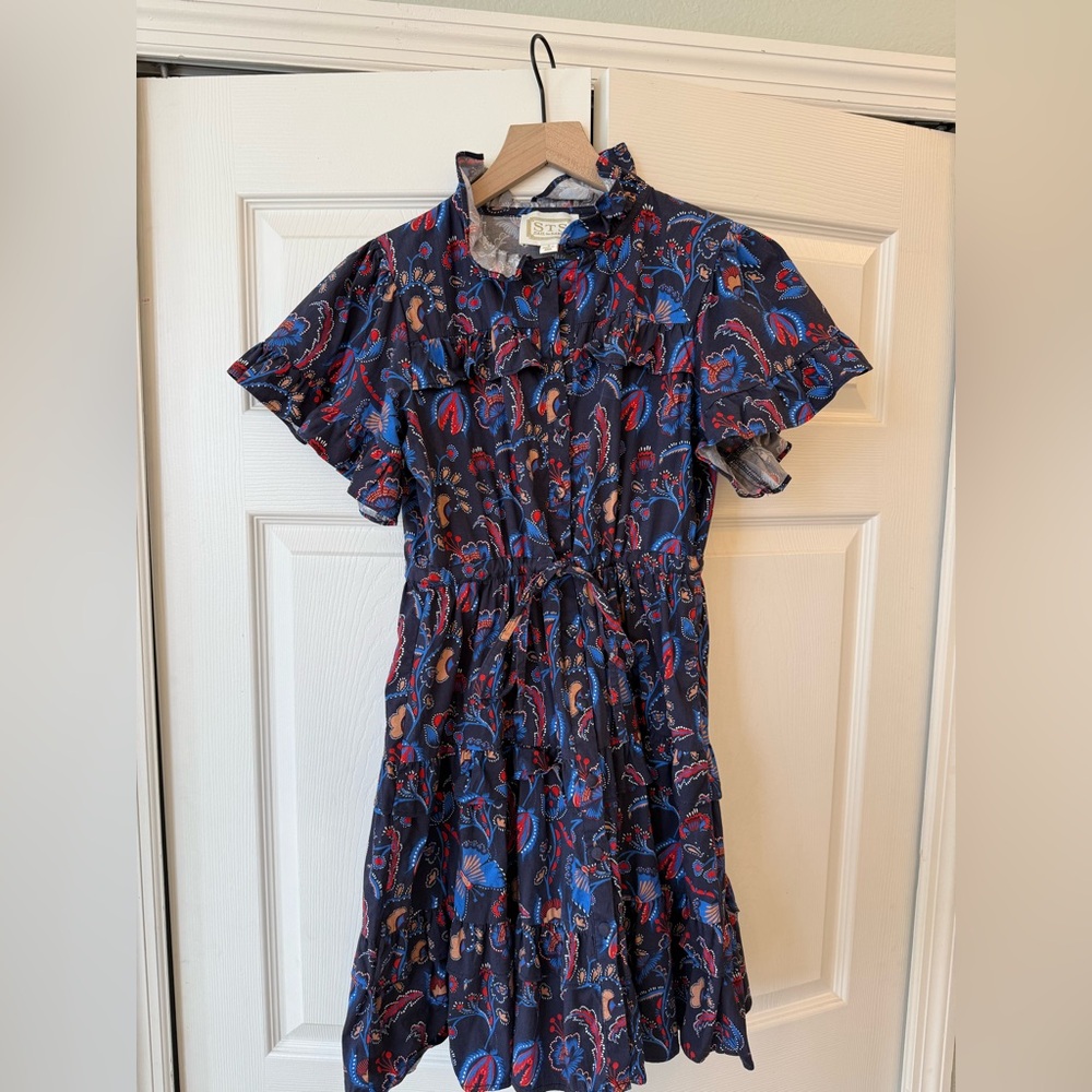 Sail To Sable Aztec Floral Scalloped Edge Shirt Dress - Picture 2 of 11